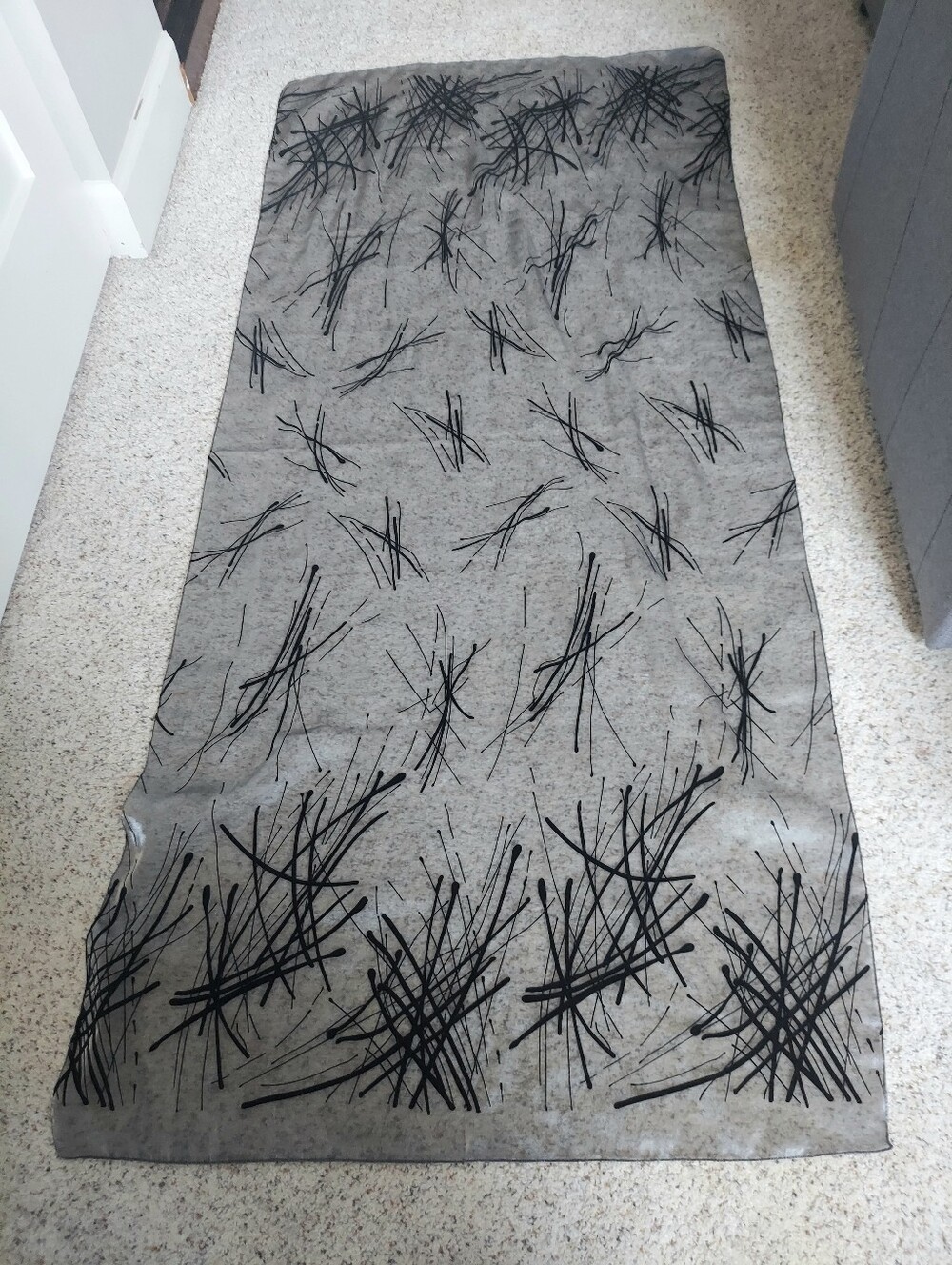 Art Of The Scarf Tie Rack Sheer Metallic Grey Scarf With Velvet Abstract Decor - Picture 5 of 6